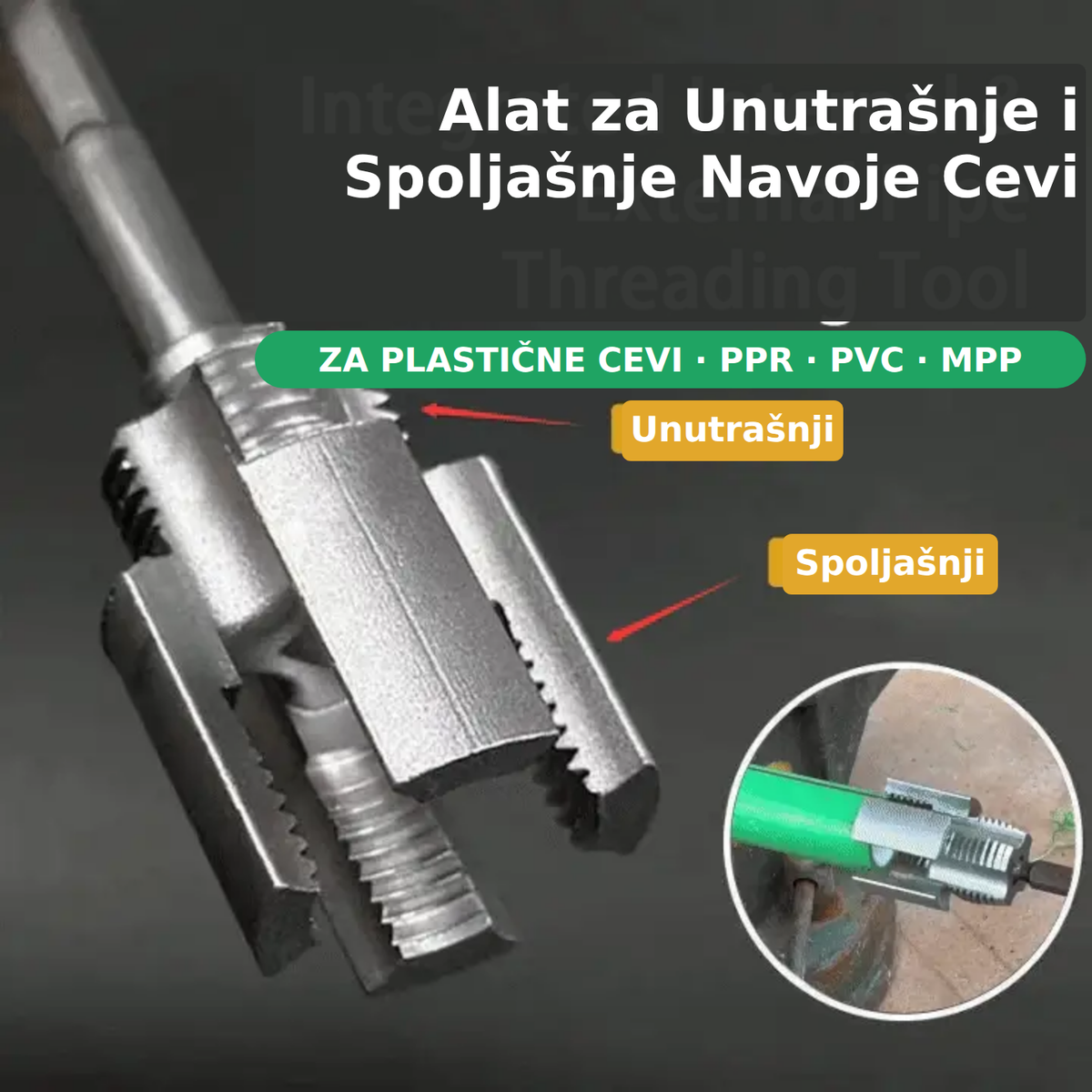 Set Alata 2 Komada za Unutrašnje i Spoljašnje Navoje – za PLASTIČNE cevi (PPR, PVC, MPP) 🔧