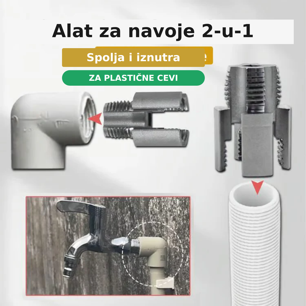 Set Alata 2 Komada za Unutrašnje i Spoljašnje Navoje – za PLASTIČNE cevi (PPR, PVC, MPP) 🔧