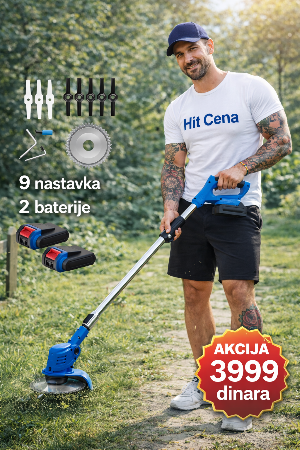 Aku Trimer za Travu + 2 Baterije
