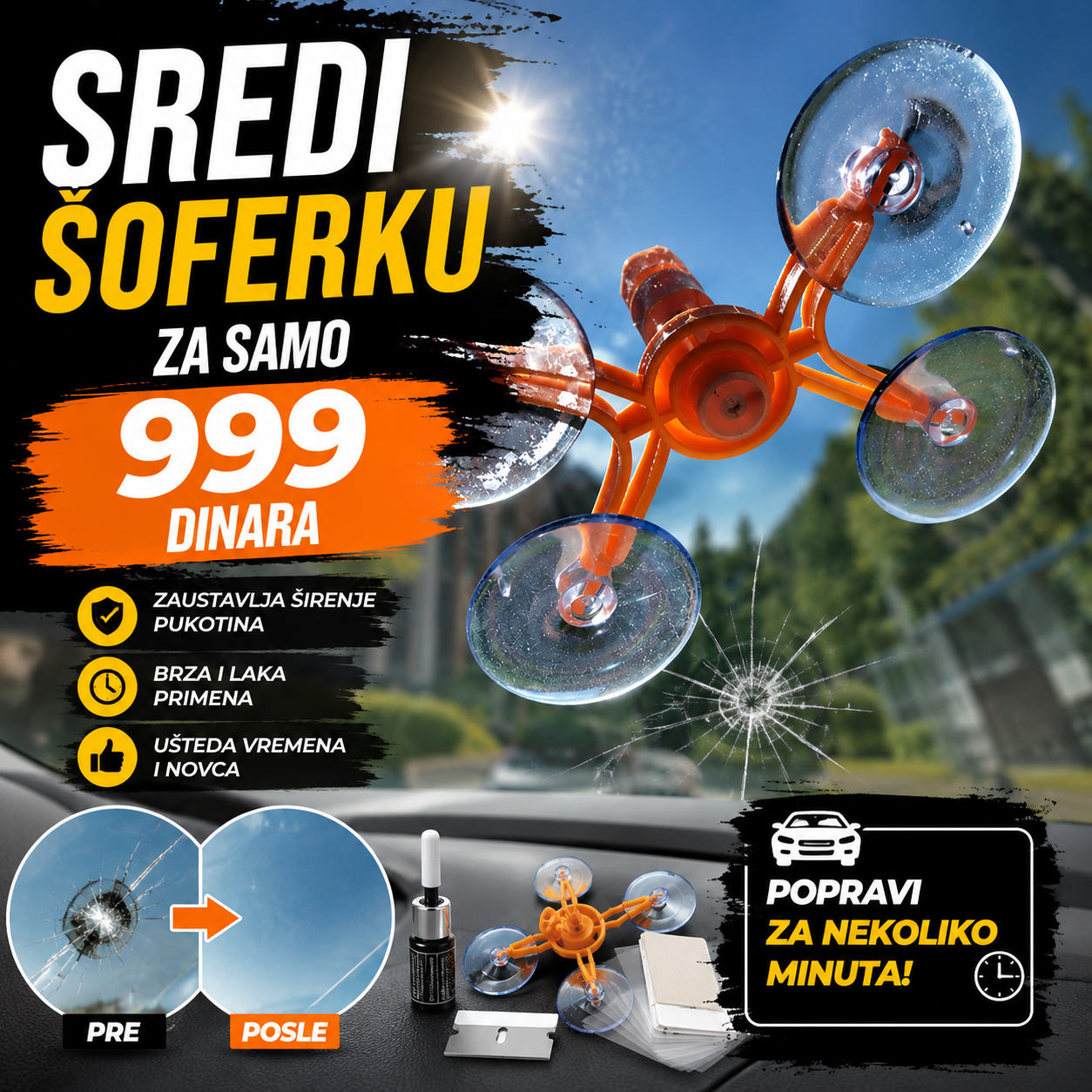 Set za popravku auto stakla