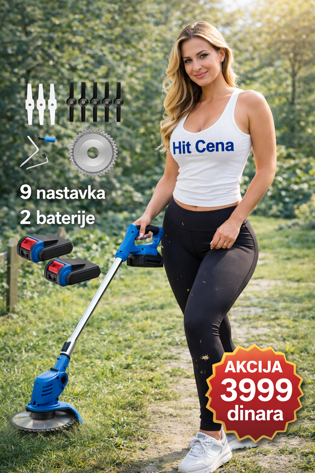 Aku Trimer za Travu + 2 Baterije