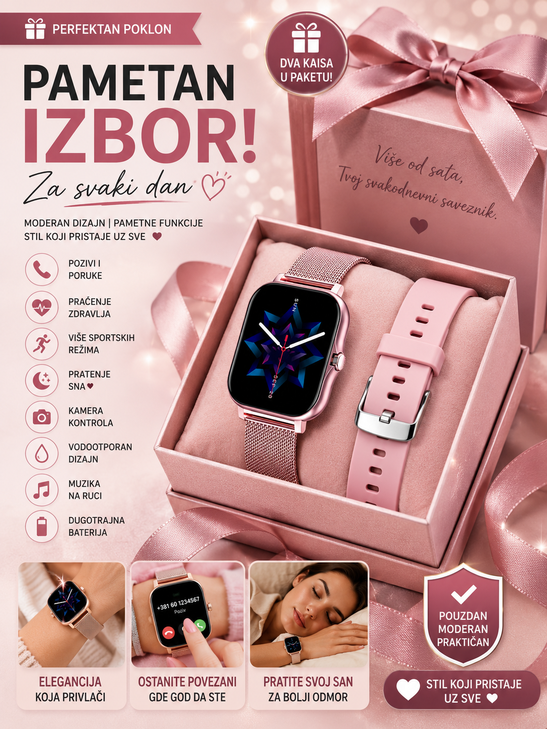 Elegantni Lux Pametni sat sa dve narukvice
